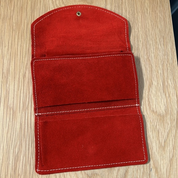 Vintage Red Orange Suede Wallet - Picture 4 of 15